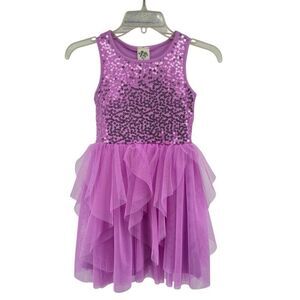 Lily Bleu Girls Pink Purple Sequin Party Dress Tulle Tulip Layered Skirt Size 6